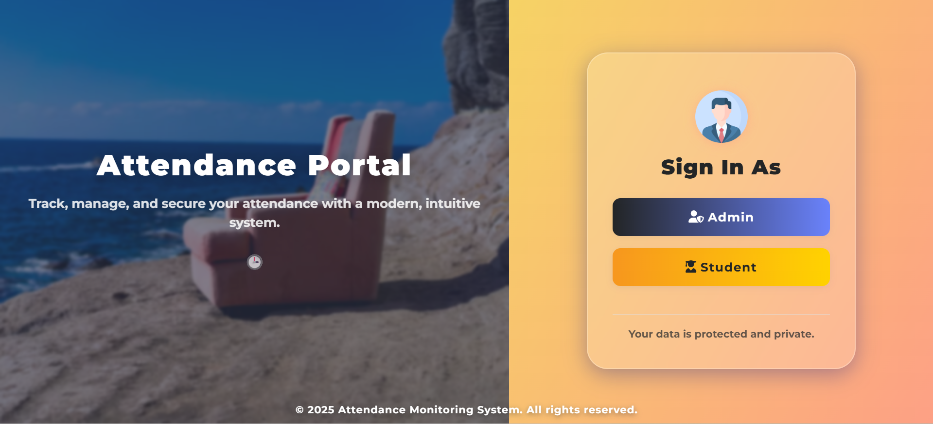 Dashboard of the Attendance Management System